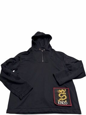 Kenzo Black Hoodie with Dragon Patch